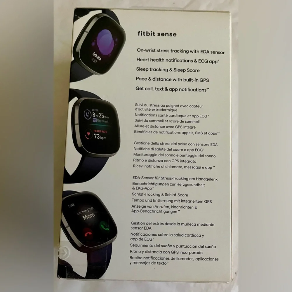 NIB! Fitbit Sense Smartwatch - Black Stress Management ECG